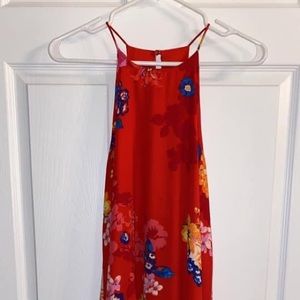 Red Dress with Multi colored flowers